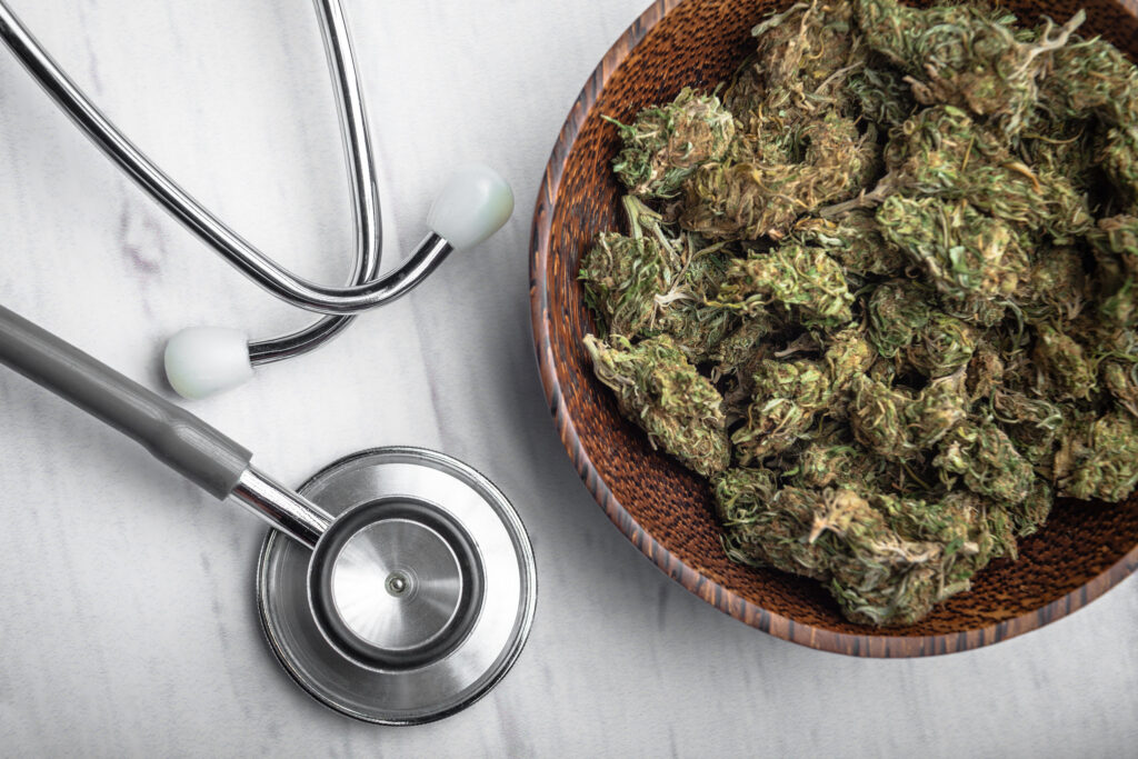 Buds of Medical Marijuana with stethoscope